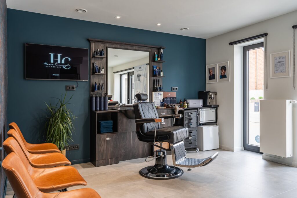 Moderne herenkapper in Hulshout – interieur van Haar Concept